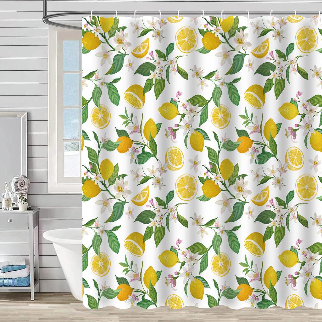 Водонепроницаемая штора для ванной, цифровая печать, растение, фрукт, шторка для душа, без пробивания, перегородка для туалета, ткань для душа