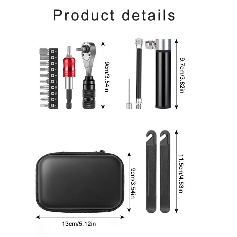 Bicycles Repair Tool Portable Ratchet Wrench Pump Tire Lever Maintenance Tool with Storage Bag Cycling Accessories