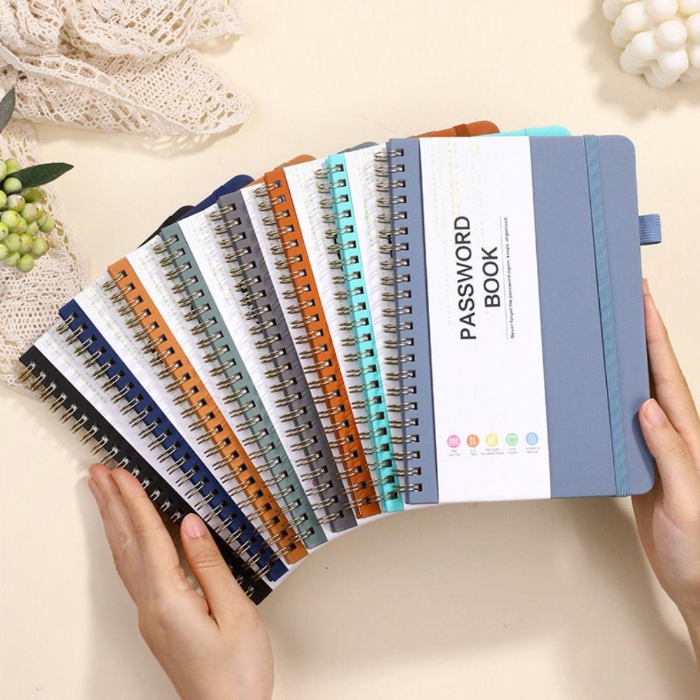 With Alphabetical Tabs Pocket Password Keeper Book Coil Book A6/B6 Size Password Keeper Notebook Portable with Penholder