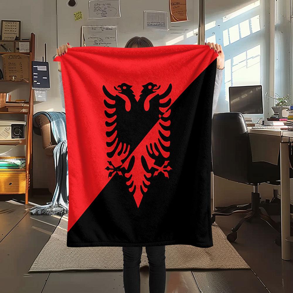 1PC Republic of Albania Patterned Flannel Blanket Suitable For All Seasons for Home Decor Warmth and Comfort Gifts Holiday Present