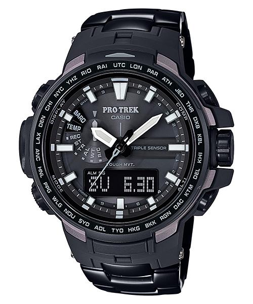 Casio Мужские цифровые кварцевые часы с будильником, водонепроницаемые до 100 м, из нержавеющей стали PRW-6100YT-1