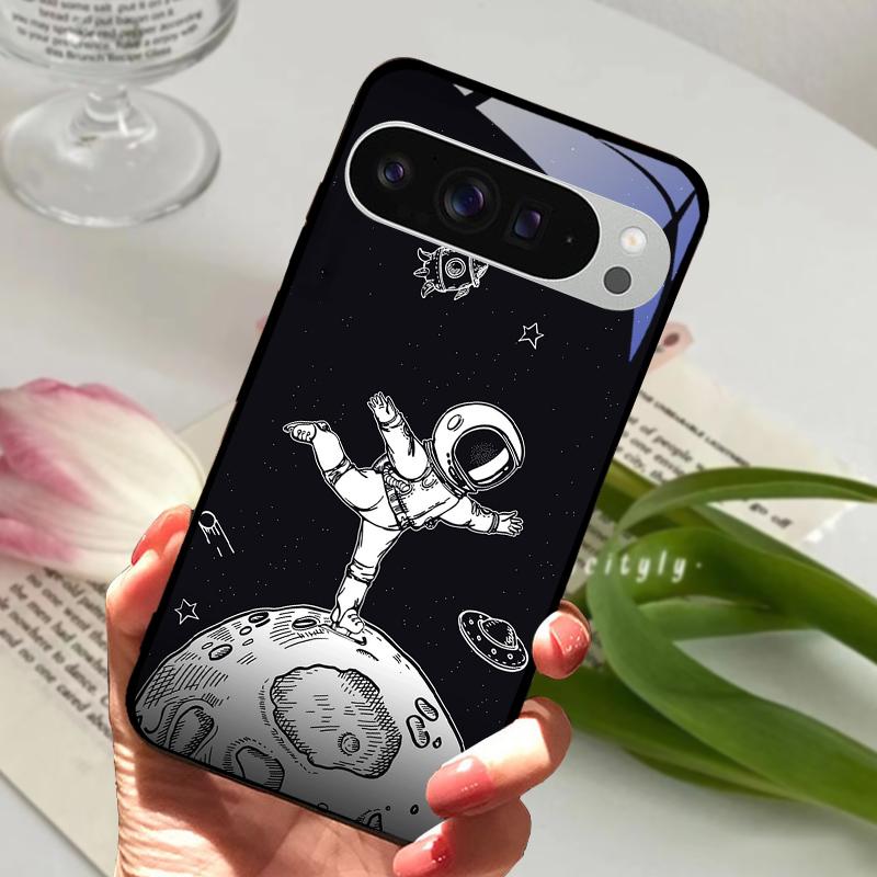Модный Стеклянный Чехол для Google Pixel 8a Чехол Pixel8 Pro Жесткий ПК Закаленное Стекло Черный Чехол для Телефона Для GOOGLE PIXEL 8 Защитные Чехлы