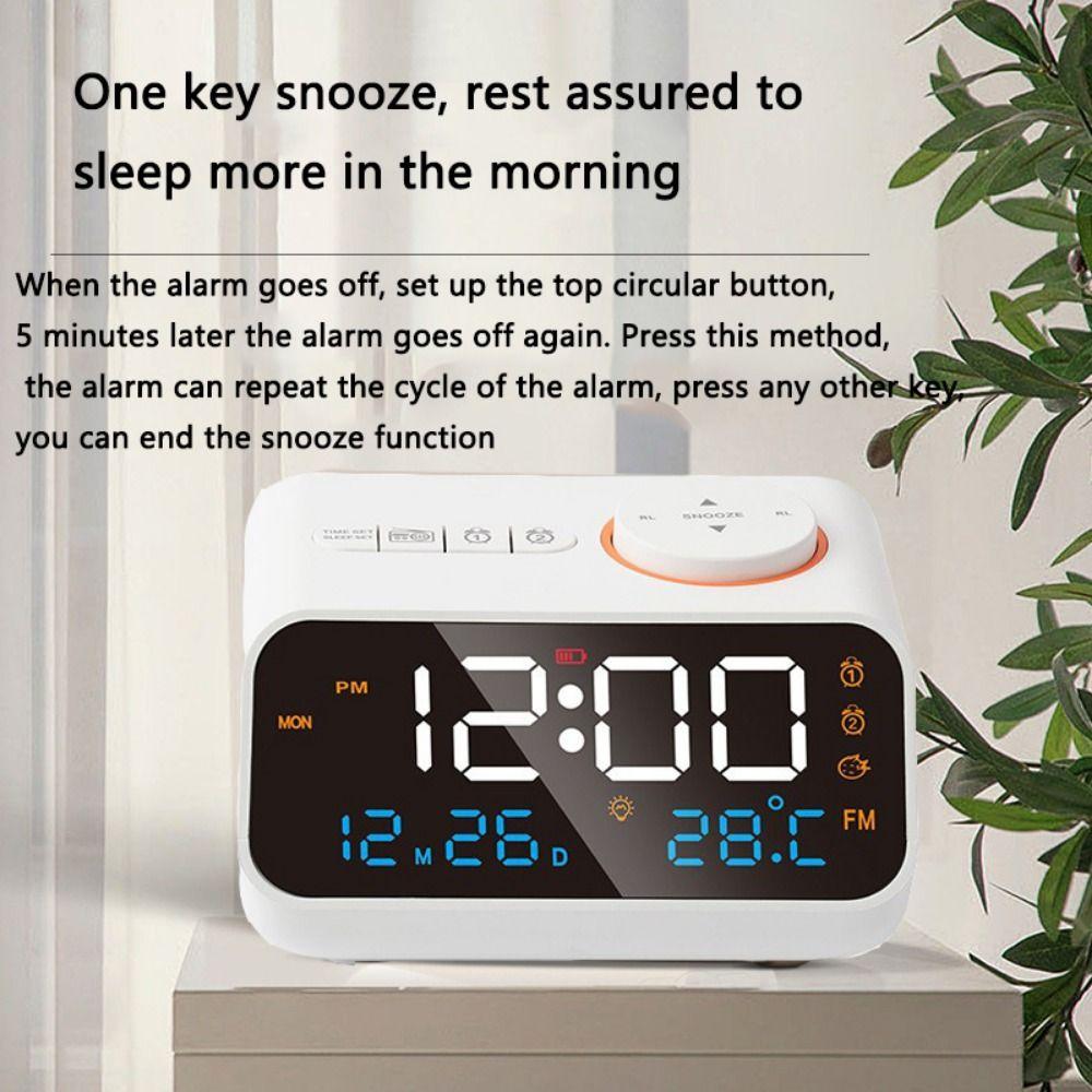 Adjustable Volume Digital Table Calendar Thermometer Small Digital Clock  for Heavy Sleepers Adults