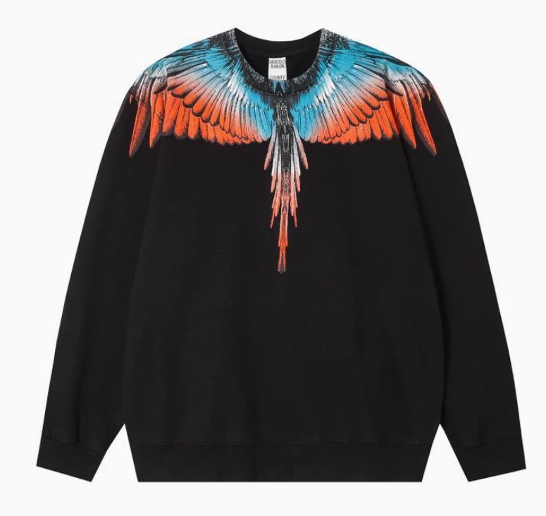 Модный Худи с Пернатыми Крыльями Marcelo: Многоцветная толстовка с фантомными крыльями, унисекс, с круглым вырезом, дизайн с молнией и змеей.