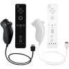 Комплект контроллеров Wii Remote и Nunchuk (2 контроллера) с силиконовым защитным чехлом и ремешком на запястье (Белый + черный)