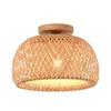 Hand-woven Boho Bamboo Wicker Ceiling Light Fixture Traditional Farmhouse Bedroom Nursery Hallway Corridor Mount Ceiling Light