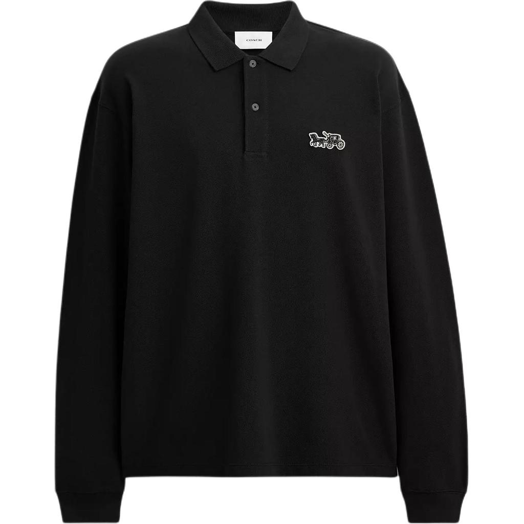 COACH Polo Shirts Men's Black Polo Collar Moderate Other CCQ18-BLK