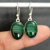 Серьги с малахитом, женские серьги, серебряные серьги 925 пробы, овальные серьги, подарок для нее, серьги с подвесками, серьги с драгоценными камнями, дизайнерские серьги