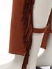 Mens Suede Fringe Cowboy Pants Open Crotch Tassels Pants Party Costume