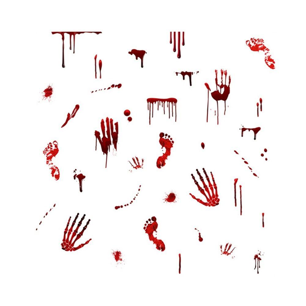 DIY Ghost Wall Sticker Self-paste Bloody Hand Decal Halloween Blood Handprints Sticker Party Decor