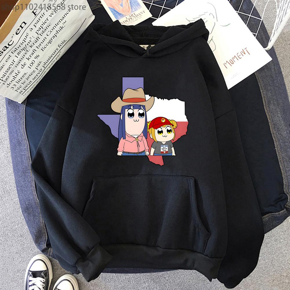 Cartoon Print Pop Team Epic Hoodie Pipimi and Popuko Graphic Sweatshirt Hip Hop Pullover Female Streetwear Harajuku Unisex Hoody