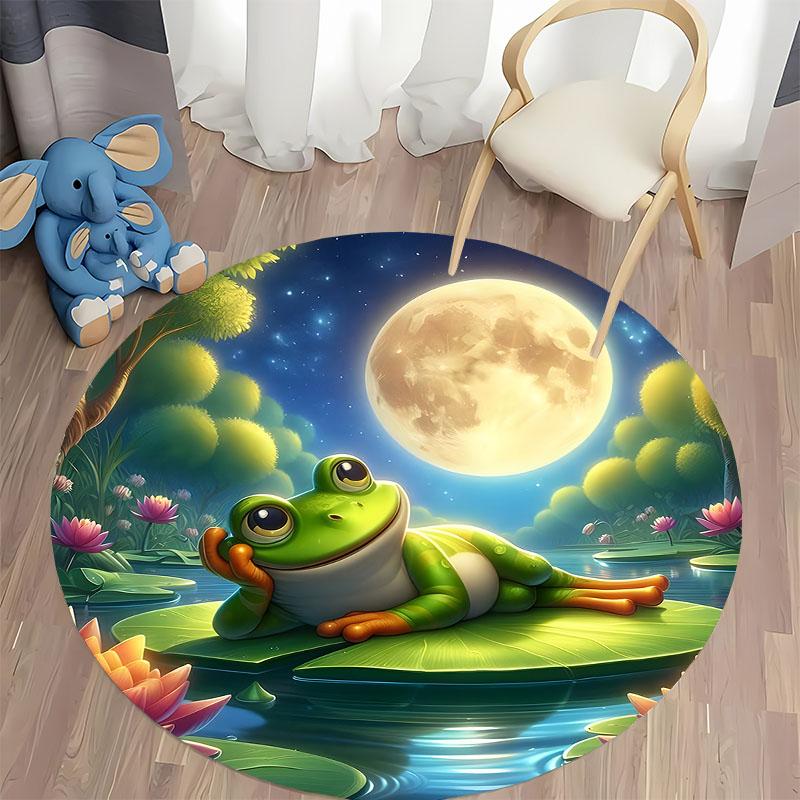 Moonlit Frog Pond Round Carpet for Kids' Rooms round carpet for home sofa bedroom, gift
