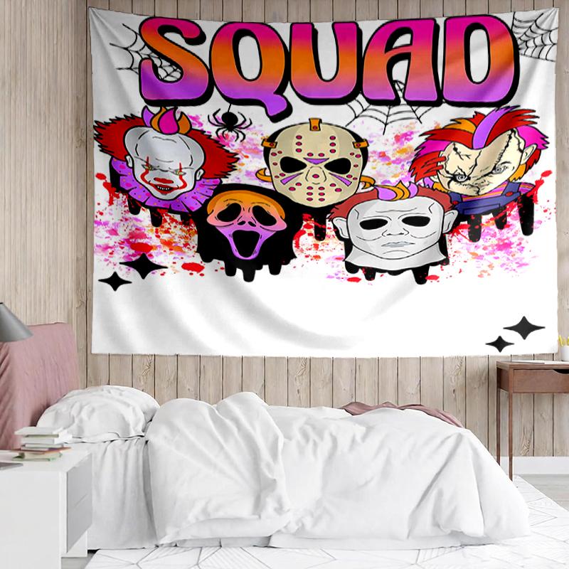 Halloween-horror Print Tapestry, Backdrop, Easy Setup, Ideal for Bedroom, Office & Living Room, with Aesthetic Wall Hanging Decor.
