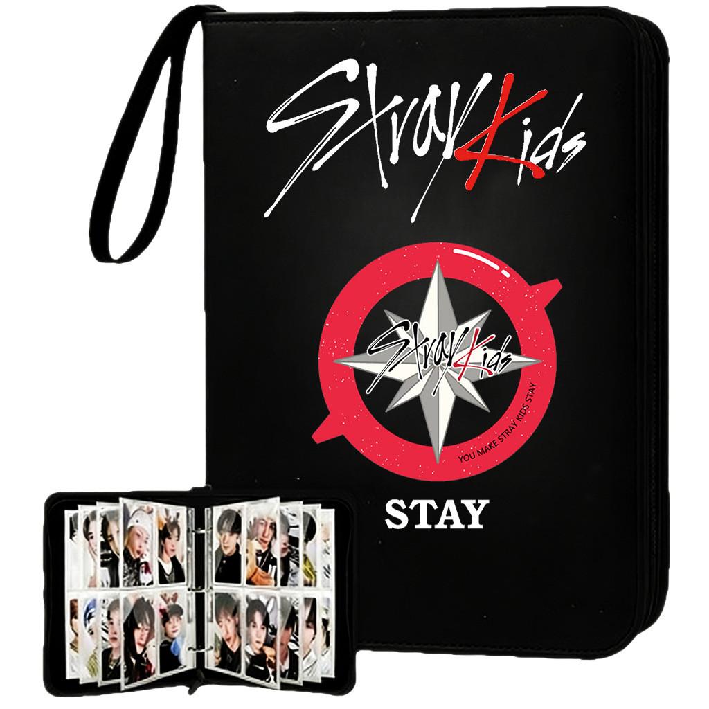 Stray Kids dominATE Themed Card Binder -4-Pocket PU Leather Photo Album for K-pop Photocards, Zipper Storage Case