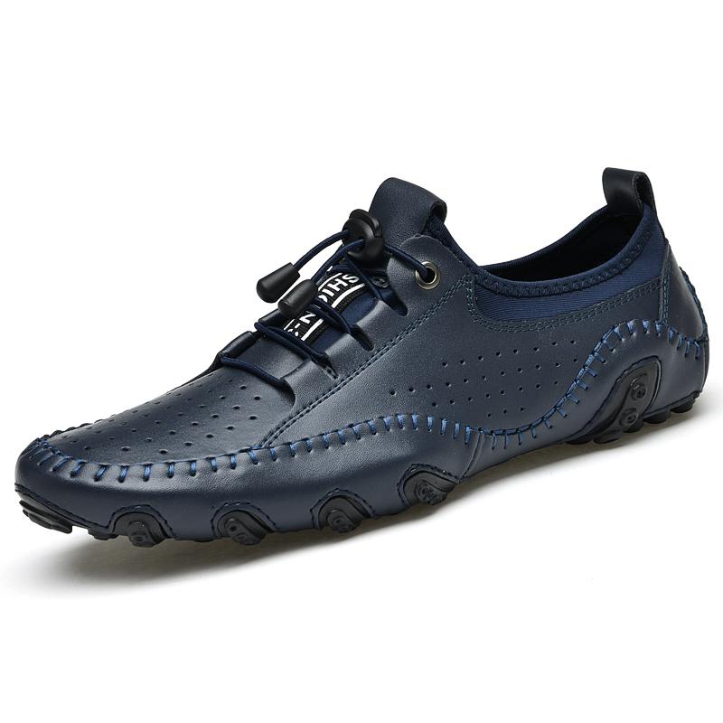 Genuine Leather Casual Men Loafers Comfortable Slip On Moccasins Flats Soft Daily Walking Driving Shoes