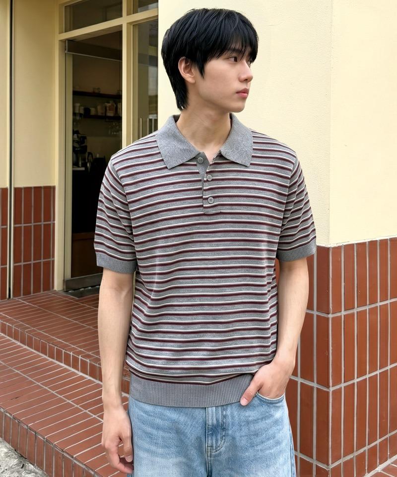 UNDEROFF Striped Crop Half Knit Gray