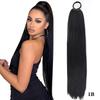 24 Inch Yaki Straight Synthetic Ponytail Hairpiece with Wrap Around Puff  Elastic Band  Natural Look Hair Extension for Women