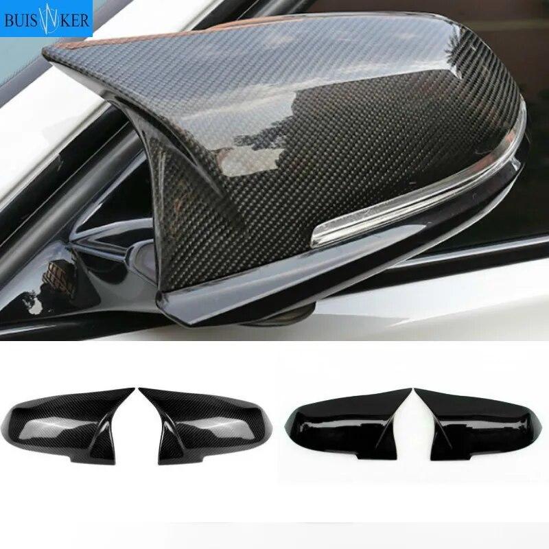 2 Pieces Rearview Mirror Cover Cap Carbon Black for BMW Series 1 2 3 4 X M 220i 328i 420i F20 F21 F22 F23 F30 F32 F33 F36 X1