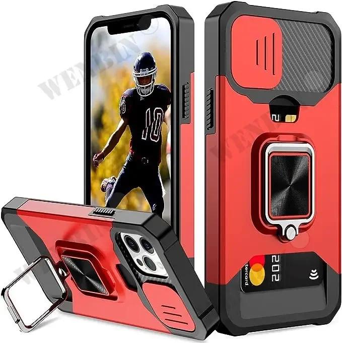 Чехол Для Для Iphone 16 1 14 13 12 11 Pro Max Plus 8 7 Plus XR X SE Слотом Для Карты Военный Кошелек Слайдер Камера Защитный Чехол