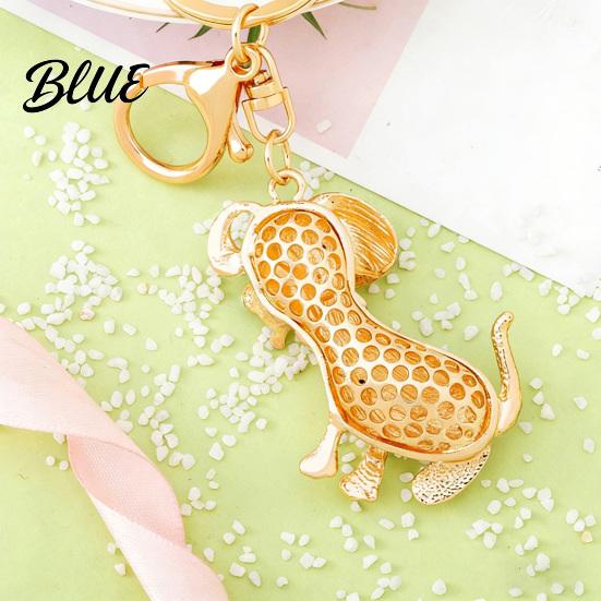 Alloy Keychain Pendant Rhinestones-Encrusted Cartoon Puppy Charm Key Chain Durable