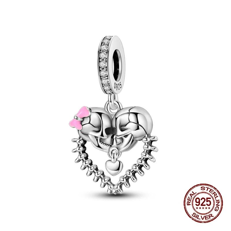 Шармы для Хэллоуинской вечеринки 2025 года из стерлингового серебра 925 пробы, светящаяся тыква, призрак, летучая мышь, бусина, подвеска для браслета, ожерелья, украшение для DIY, подарок для вечеринки