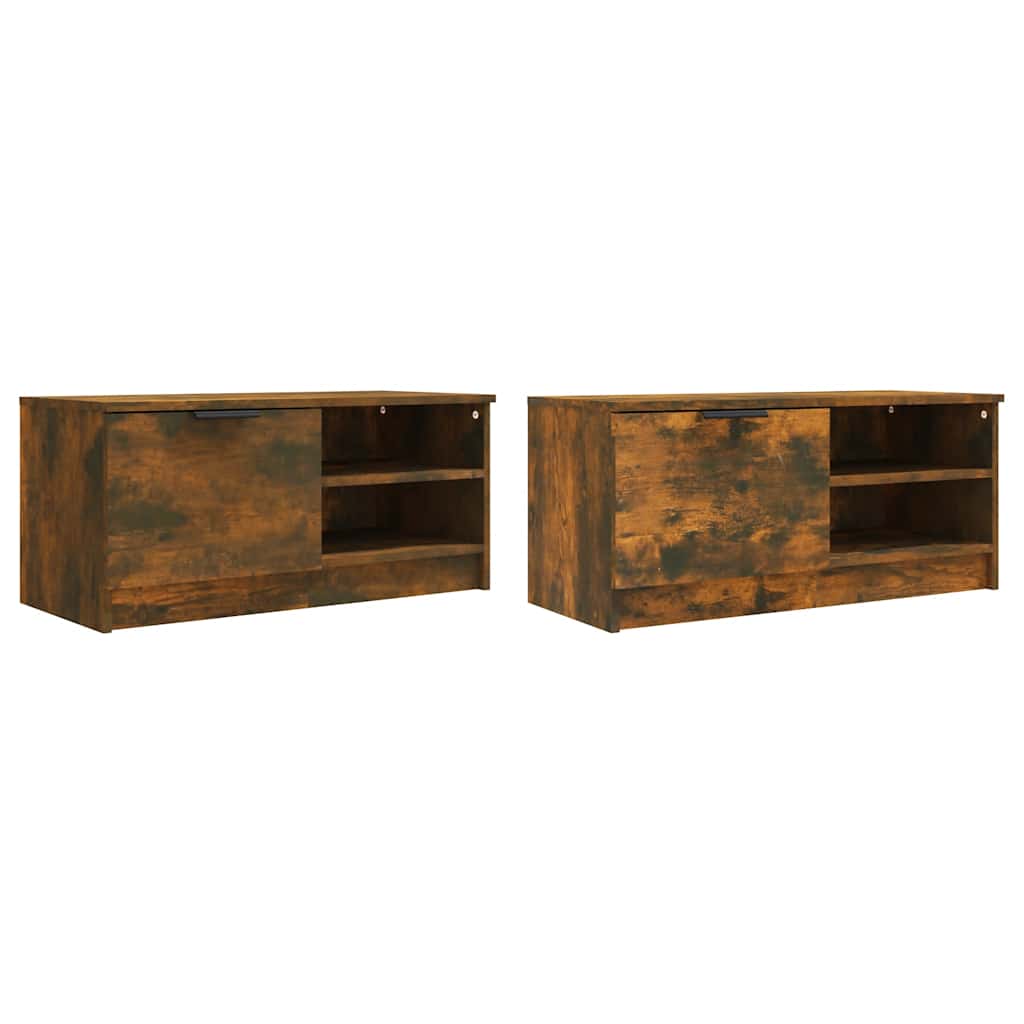 TV Cabinets 2 pcs Smoked Oak 80 x 35 x 36.5 cm Particleboard