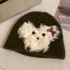 Dog Trendy Knitted Plush Winter Hat For Women Soft And Warm Fashionable Accessory