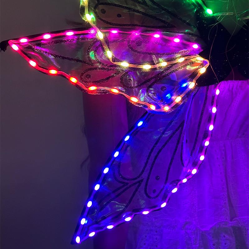 Colorful LED Fairy Wings Luminous Butterfly Wings Cosplay Angel Wings for Girls Dance Performance Costume Supplies