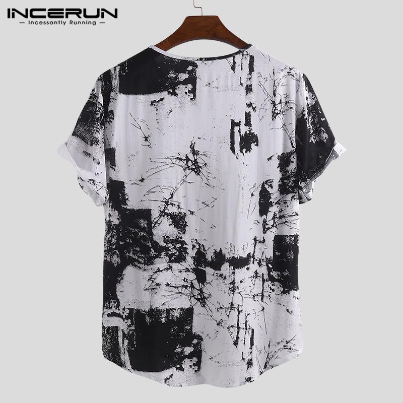 INCERUN плюс размер S-5XL мужские футболки с коротким рукавом повседневные свободные летние нерегулярные топы