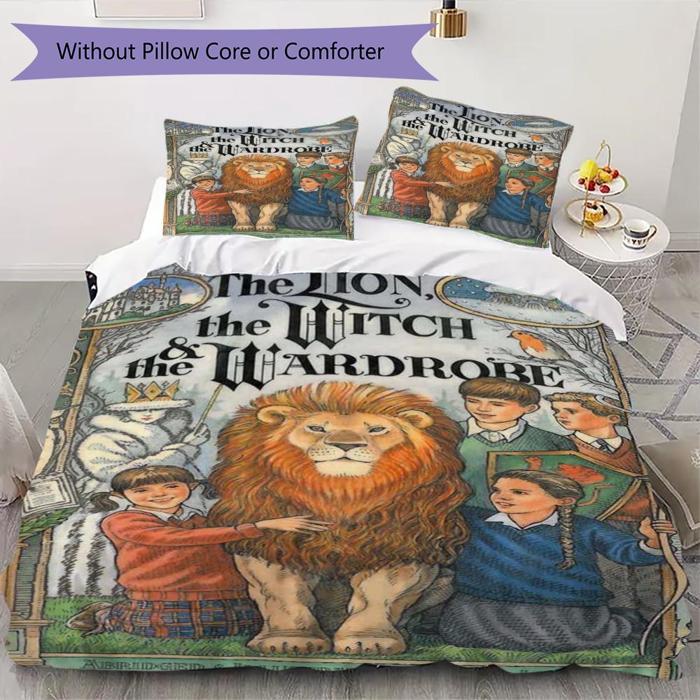 The Chronicles of Narnia Pattern Bedding,Quilt Set Quilt Cover Pillowcase Home Birthday Gift (1*duvet cover+2*pillowcase,without core)XSJT0917431