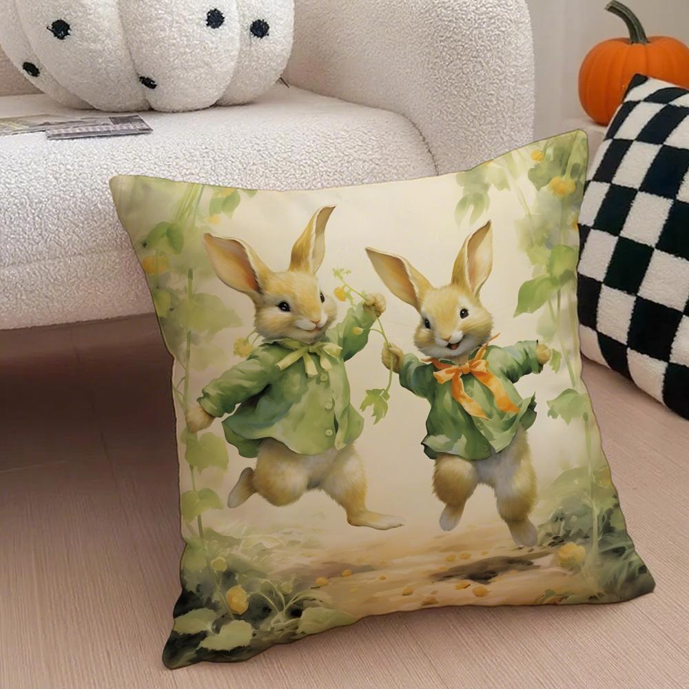 Classic Cute British PPeter Rabbit Cushion Cover Throw Pillow Cover Hidden Button Durable Polyester Chair Cushion