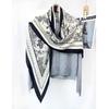 Silk Wool Triangle Scarf - Classic Black & White Versatile Shawl for Women