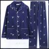 Cotton Pajamas Men's Long-Sleeved Lapel Men's Comfortable Set of Young and Middle-Aged Spring and Fall Homewear Large Size