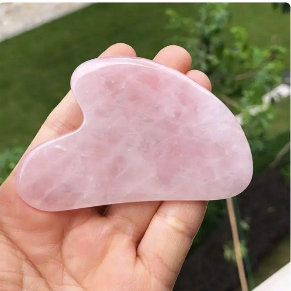 Jade Roller Gua Sha Board Heart-Shaped Fingers Natural Pink Green Crystal Jade Quartz Gua Sha Board Face Massage Tools