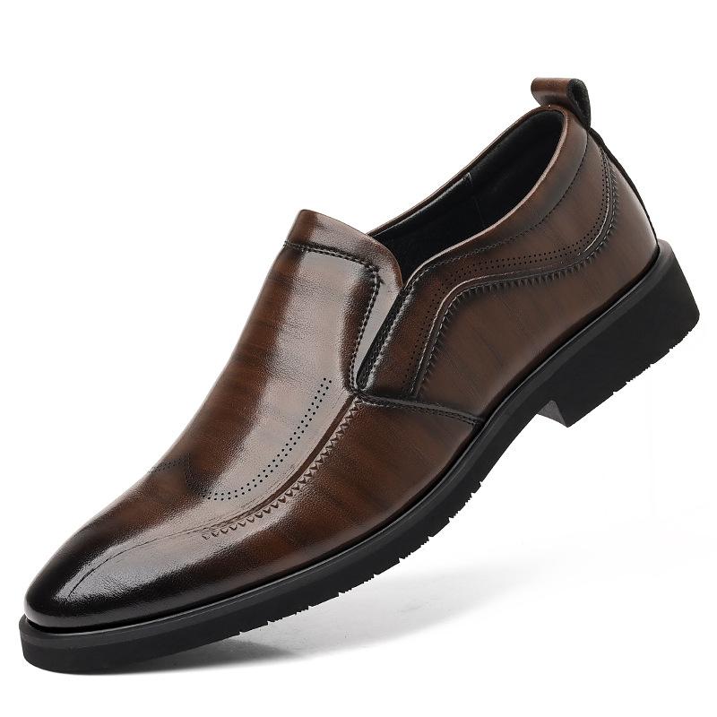 Wenzhou leather shoes men's business leisure free lazy large size loafers
