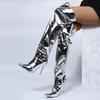 Fashion Elastic Sexy Mirror Glossy Female Long Boots Street Celebrity Banquet Runway Show Nightclub High Heel Slim Heel Women's Shoes