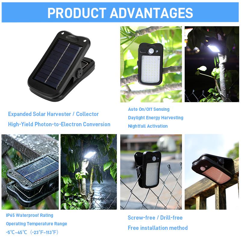 Solarup LED Integrated Clamp Lamp Solar Garden Light Outdoor Portable Motion Sensor Rechargeable Camping Light Bright Waterproof