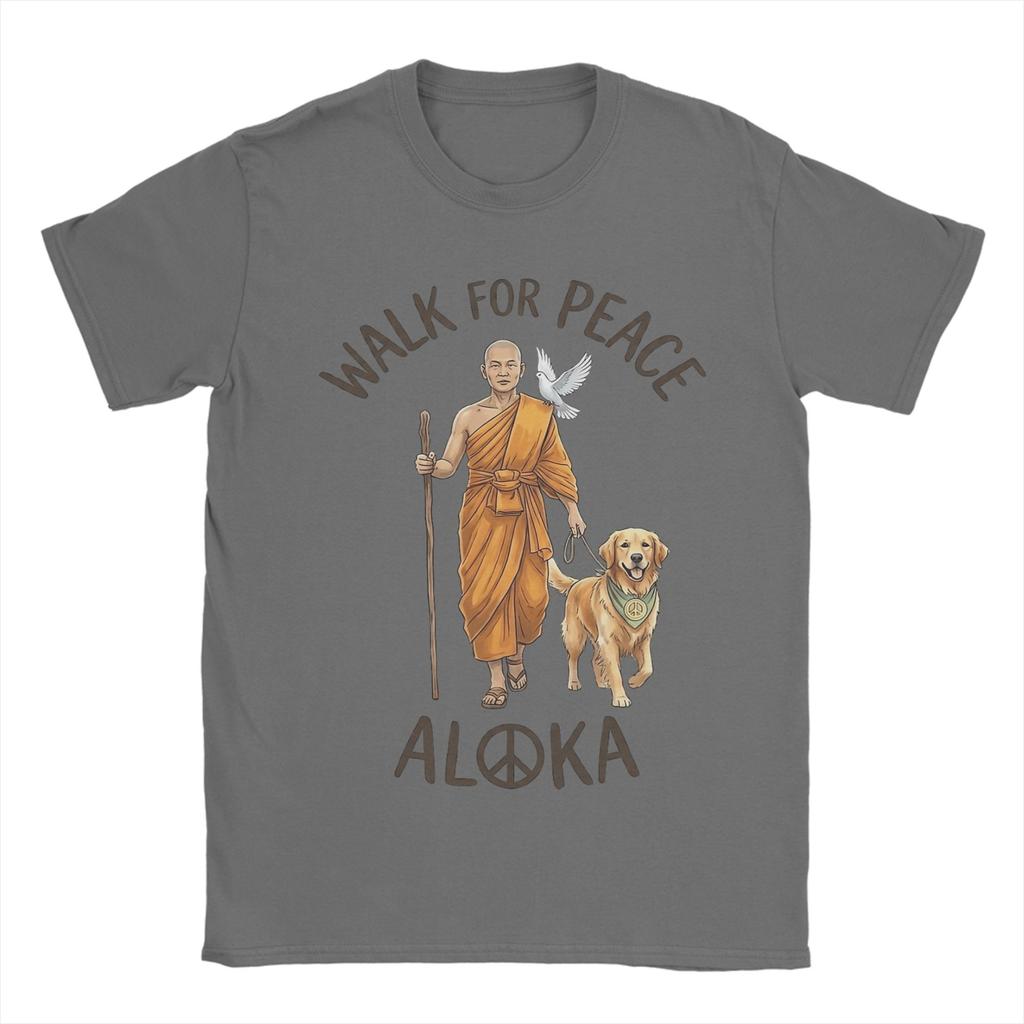 Buddhist Monk Walk for Peace Aloka Unisex Womens T Shirt Funny Tees Short Sleeve Crewneck TShirts Cotton New Arrival Tops