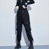 Уличная одежда Брюки-карго Женские повседневные бегуны Черные свободные женские брюки с высокой талией Брюки в корейском стиле