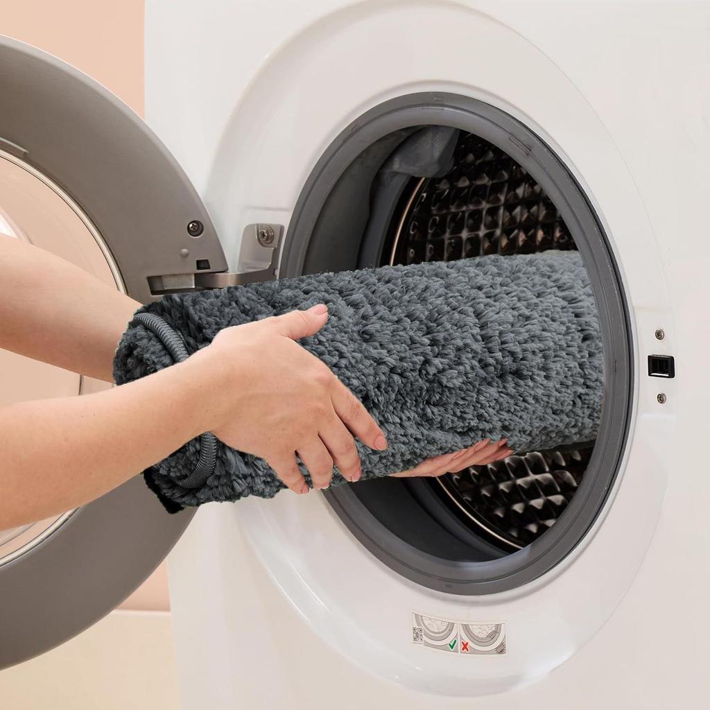 Premium Anti-Slip Microfibre Bathmat - 60cm X 40cm, Steel Grey, Pack of 2, Microfiber