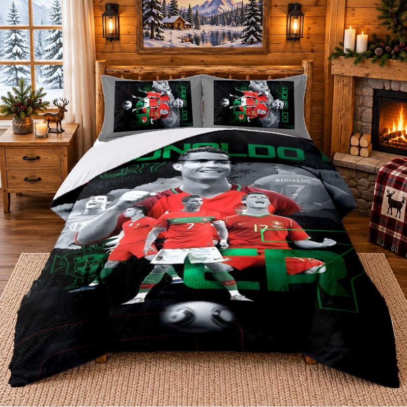 Cristiano Ronaldo Pattern Bedding 3Pcs Set Bed Sheet And Pillowcases For Indoor Bedroom