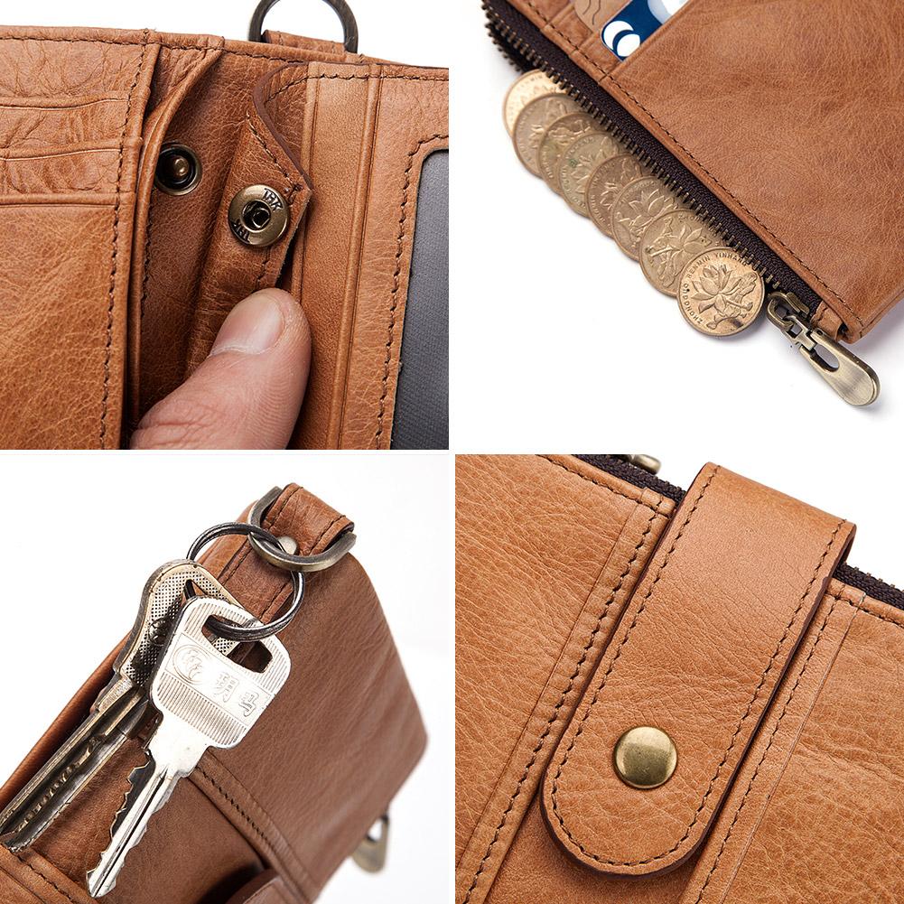 Humerpaul Мужские кошельки из натуральной кожи RFID, небольшой короткий держатель для карт с цепочкой для монет, мужская сумка для денег, качество