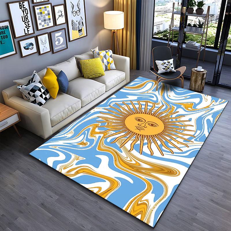 Sun Face Abstract Marble Design suitable as a non-slip mat for the living room or bedroom sofa