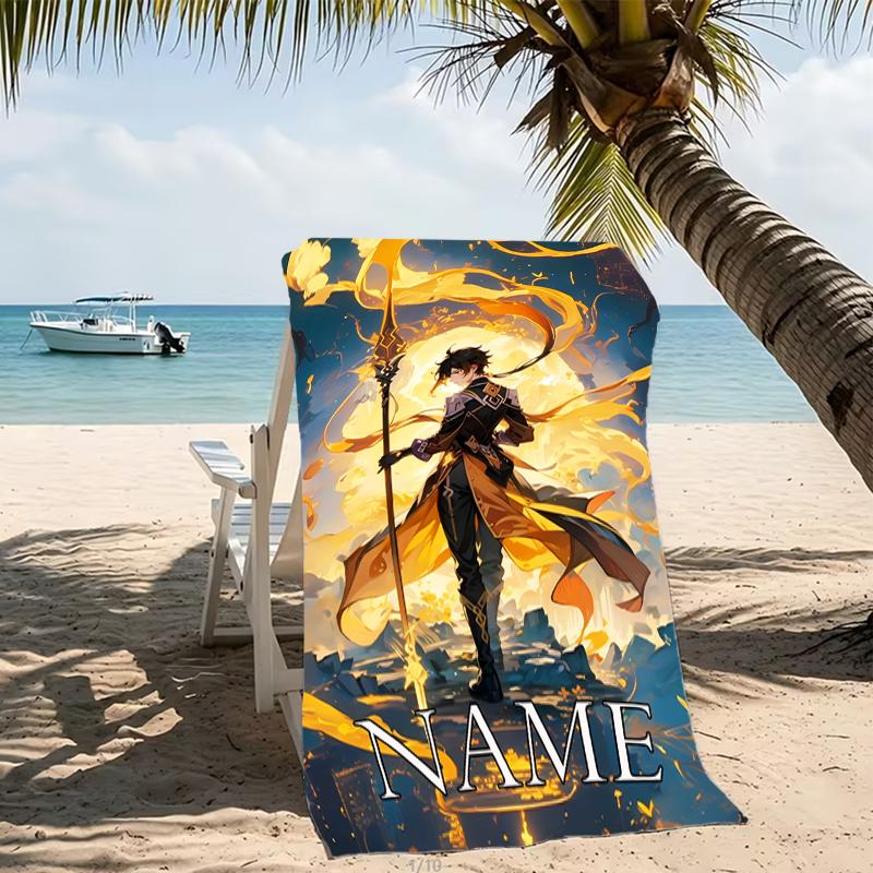 Customizable personalized beach towels Genshin Impact characters themed designs.Suitable for the beach, yoga, sports;ideal as beach accessories