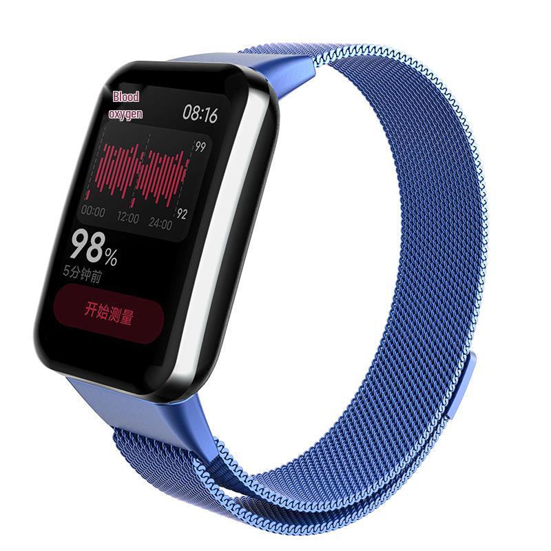 Совместим с Xiaomi Smart Band 7 Pro: Миланский ремешок из нержавеющей стали с магнитной застежкой на три бусины.