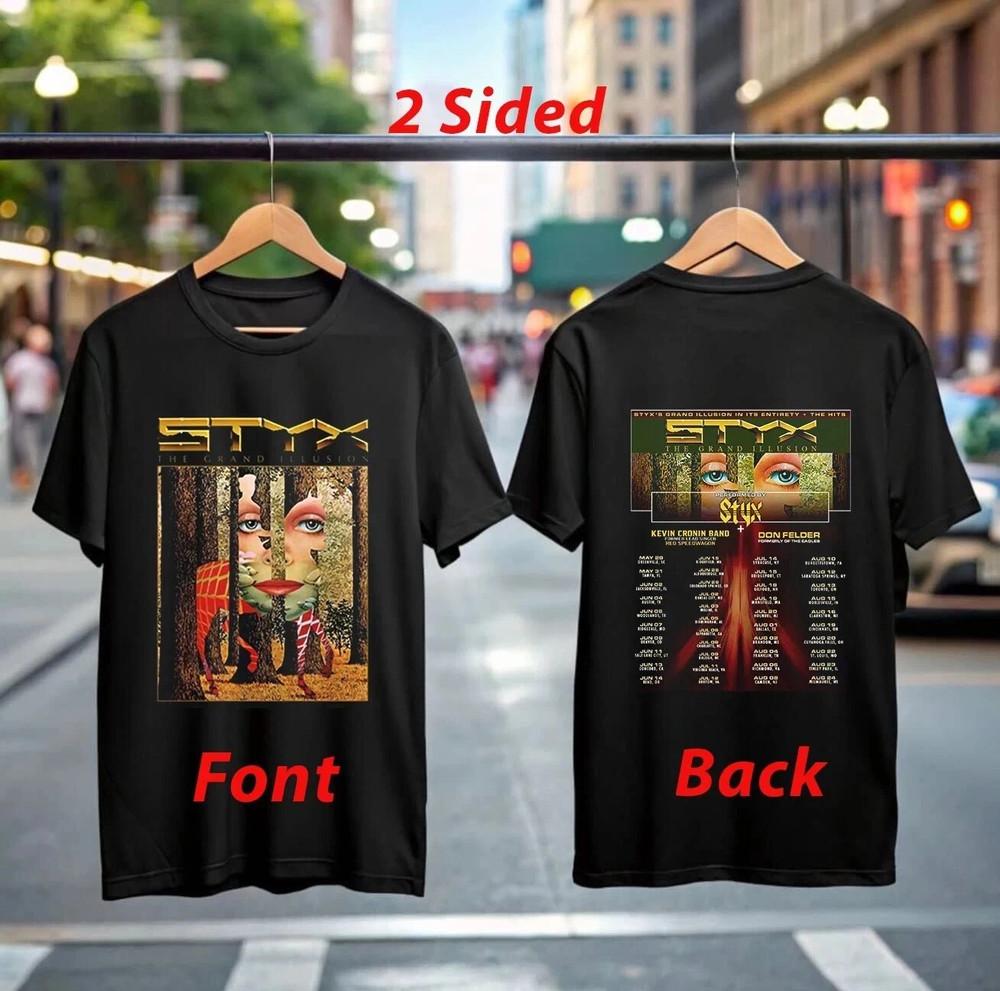 Styx The Grand Illusion Tour 2025 TShirt Official Concert Merch Rock Band Tee Unisex T-Shirt