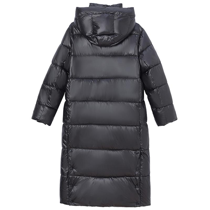 Модные зимние длинные парки для женщин, черные пальто с элегантными свободными теплыми женскими куртками с капюшоном, пальто больших размеров