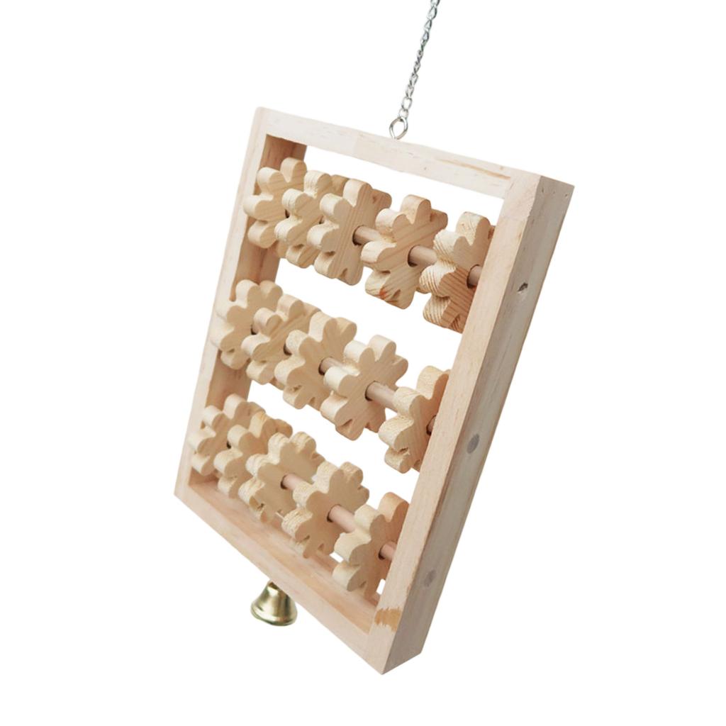 Natural Wood Parrot Chewing Puzzle Toy Hanging Swing Climbing Perch Block For Small Medium Birds Playtime Activity