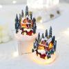 Christmas House Ornament Micro Landscape with LED Light Resin House Create Atmosphere Resort Decoration for Xmas