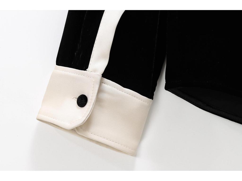 2024 Зимняя Новинка Женская Бархатная Рубашка с Длинным Рукавом и Повседневные Брюки - Европейский/Американский Стиль